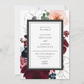 Invitation Burgundy Blush Navy Automne Floral Mariage (Devant)