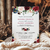 Invitation Burgundy Blush Navy Bleu Floral Botanique Mariage