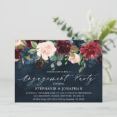 Invitation Burgundy Blush Navy Blue Floral Engagement Party (Debout devant)