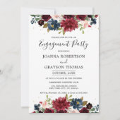 Invitation Burgundy Blush Navy Blue Floral Engagement Party (Devant)