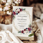 Invitation Burgundy Blush Navy Blue Floral Mariage géométriqu