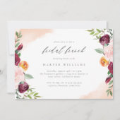 Invitation Burgundy Blush Navy Brunch botanique floral (Devant)