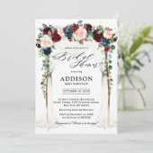 Invitation Burgundy Blush Navy Floral Arch Fête des mariées (Debout devant)