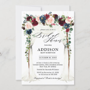 Invitation Burgundy Blush Navy Floral Arch Fête des mariées