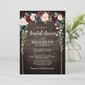 Invitation Burgundy Blush Navy Floral Arch Fête des mariées I (Debout devant)