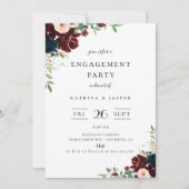 Invitation Burgundy Blush Navy Floral Engagement Party (Devant)