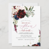 Invitation Burgundy Blush Navy H2 Peonies Fête des mariées (Devant)