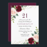 Invitation Burgundy Blush Parties scintillant 21e fête d'anni<br><div class="desc">Burgundy Blush Parties scintillant 21e fête d'anniversaire Nous avons aussi beaucoup d'autres Invitation et collections.</div>
