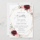 Invitation Burgundy Blush Pink Floral Church Wedding   (Devant)