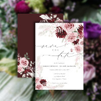 Burgundy Blush Pink Floral Photo Enregistrer la da
