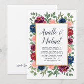 Invitation Burgundy Blush Pink Navy Blue Marsala Gold Mariage (Devant / Derrière)