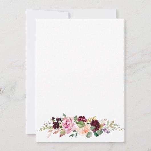 Invitation Burgundy Blush Pink Script Surprise fête d'anniver (Dos)