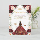 Invitation Burgundy Blush Quinceañera Princess Mis Quince (Debout devant)