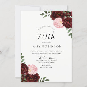 Invitation Burgundy Blush Rose 70e anniversaire