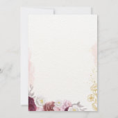Invitation Burgundy Blush rose Floral Mariage frontière or (Dos)