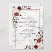 Invitation Burgundy Blush rose Floral Mariage photo (Devant)