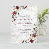 Invitation Burgundy Blush rose Floral Mariage photo (Debout devant)