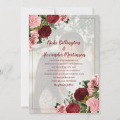 Invitation Burgundy Blush rose Mariage (Devant)