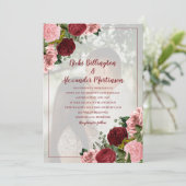 Invitation Burgundy Blush rose Mariage (Debout devant)