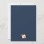 Invitation Burgundy Blush Rose Navy Blue Floral Mariage (Dos)