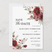 Invitation Burgundy Blush Rose Rustique Floral Enregistrer La (Devant)