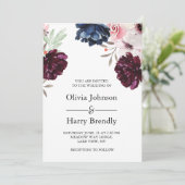 Invitation Burgundy Blush Russe Kraft Floral Mariage (Debout devant)