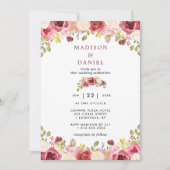 Invitation Burgundy Blush Rustic Floral Mariage (Devant)