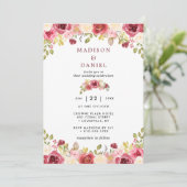 Invitation Burgundy Blush Rustic Floral Mariage (Debout devant)