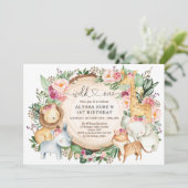 Invitation Burgundy Blush Safari Wild Un 1er anniversaire (Debout devant)