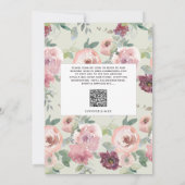 Invitation Burgundy Blush Script Floral QR Code Mariage (Dos)