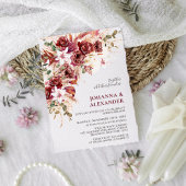 Invitation Burgundy Blush Terracotta Boho Floral Wedding