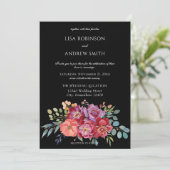 Invitation Burgundy Blush Tropical Floral Mariage - Noir V2 (Debout devant)
