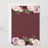 Invitation burgundy blush & violet automne mariage floral (Dos)