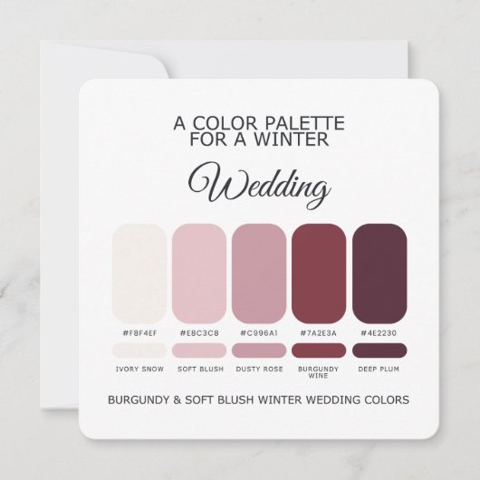 Invitation Burgundy Blush Winter Wedding Palette 2026 Card (Devant)