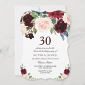 Invitation Burgundy Boho Aquarelle Blush 30e fête d'anniversa (Devant)