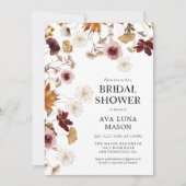 Invitation Burgundy Boho Automne Floral Bridal Show Invitatio (Devant)