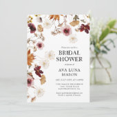 Invitation Burgundy Boho Automne Floral Bridal Show Invitatio (Debout devant)