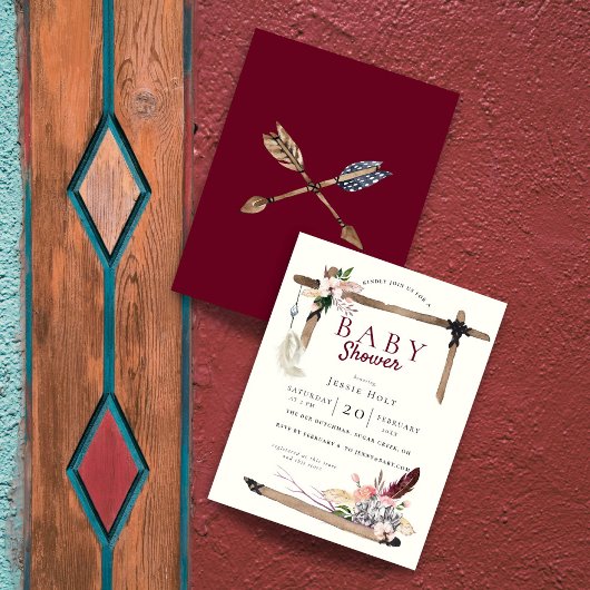 Invitation Burgundy Boho BabyDouche