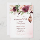 Invitation Burgundy Boho Watercolor Floral Engagement Party (Devant)