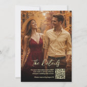 Invitation Burgundy Boho Wildflowers & Photo QR Code Wedding (Dos)