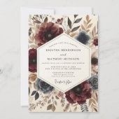 Invitation Burgundy Botanical Autumn Wedding (Devant)
