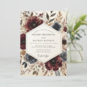 Invitation Burgundy Botanical Autumn Wedding (Debout devant)