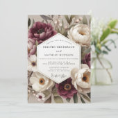Invitation Burgundy Botanical Bloom Wedding (Debout devant)
