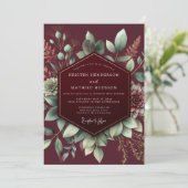 Invitation Burgundy Botanical Bloom Wedding (Debout devant)