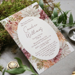 Invitation Burgundy Botanical Couples Baby Shower