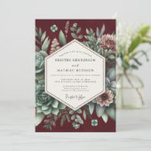 Invitation Burgundy Botanical Elegance Wedding (Debout devant)