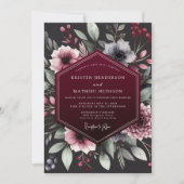 Invitation Burgundy Botanical Romance Wedding (Devant)