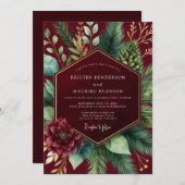 Invitation Burgundy Botanical Winter Wedding (Devant / Derrière)