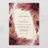 Invitation Burgundy Brushstroke Bloom Wedding (Devant)