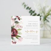 INVITATION BURGUNDY BURGUNDY ROSE BLANC PEONY MARIAGE FLORAL (Debout devant)